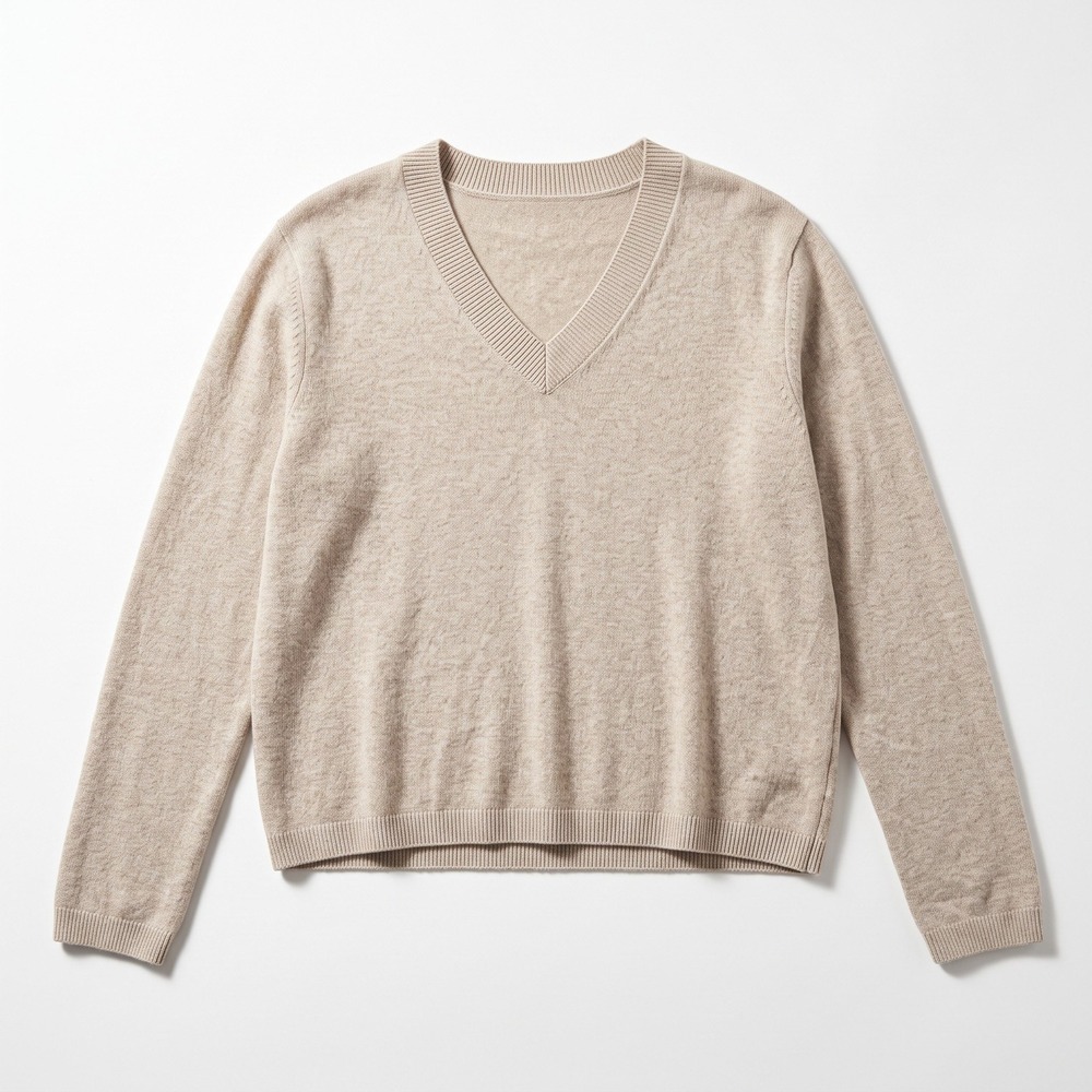 GAP XL Womens Beige V-Neck Sweater Casual Cozy Pullover Knit Top